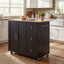Mobile Kitchen Cart With Storage With 2 Doors, 3 Drawers & Adjustable Shelf - Black / Natural