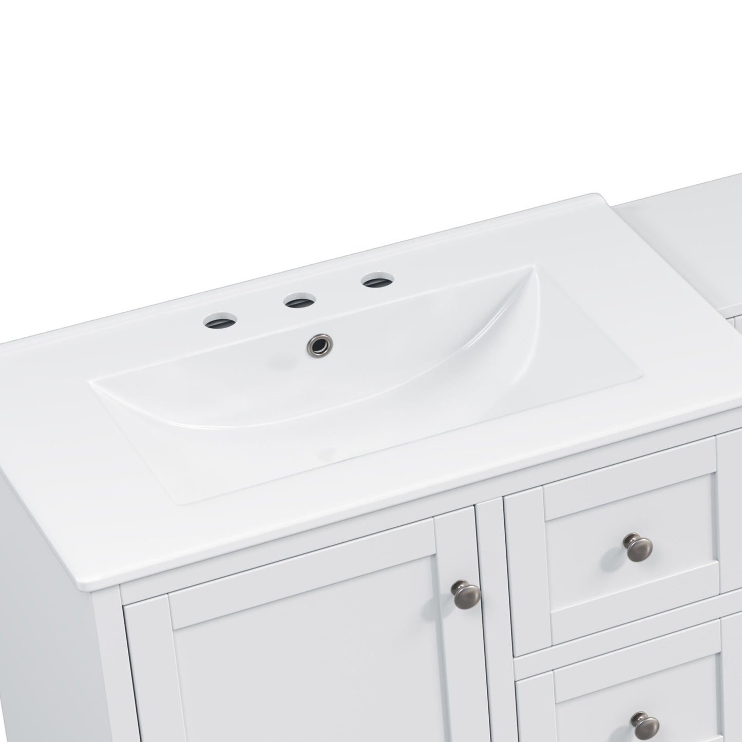 Double Sink Bathroom Vanity With Countertop, 2 Ceramic Sinks, 6 Drawers, Soft Close Design