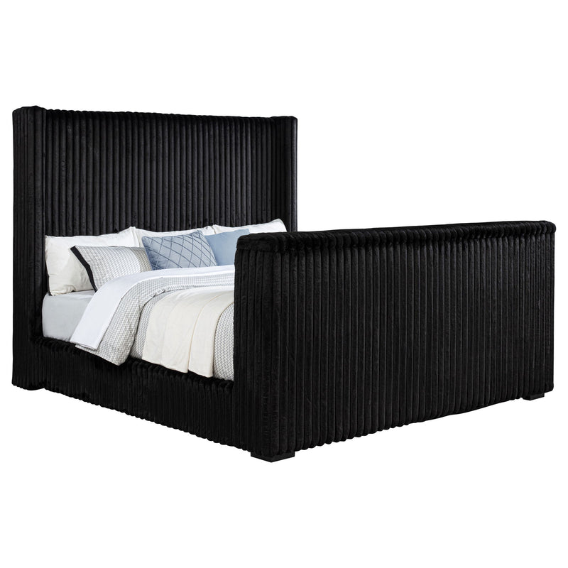 Lyman - Eastern King Wingback TV Bed With Integrated TV Lift And Power Strip - Black