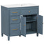 Modern Bathroom Vanity With Ceramic Sink, Freestanding, One Tip Out Drawer, 3 Side Drawers, Adjustable Shelf