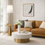 Celestial - Modern Floor Lamp With Accent Table With Large Shade - Gold / White