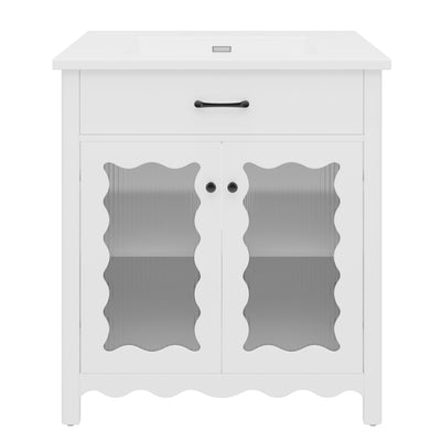 Modern Bathroom Vanity With Tempered Glass Doors