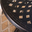 Elegant Cast Aluminum Round Bar Table With Romantic Filigree Design - Copper