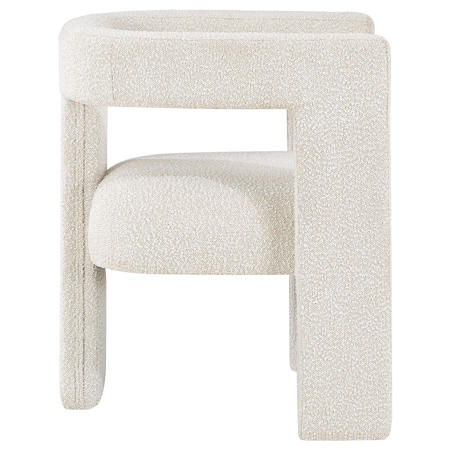 Verda - Upholstered Accent Side Chair In Soft With Rounded Open Back And 3 Leg Base - White