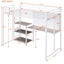 Metal Loft Bed With Desk, 3 Shelves And Ladder