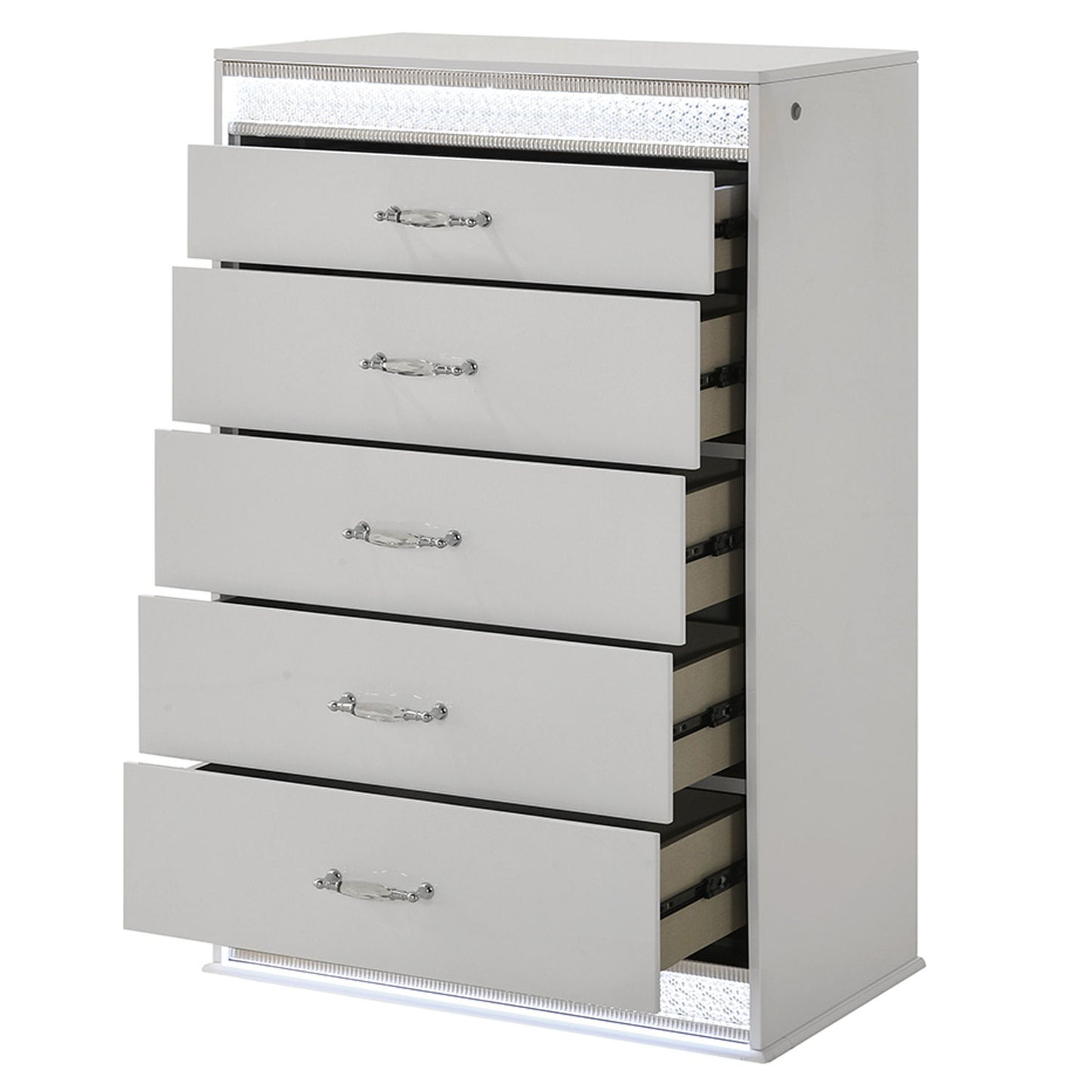 Glam - 5 Drawer Chest With LED Lighting - White