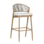 Outdoor Bar Height Metal Frame Counter Stools With Scallop Shaped Backrest & Water Resistant Cushions