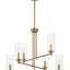 Timeless - 6 Lights Chandelier With Clear Ribbed Satin - Antique Brass / Clear / Gold