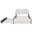 Upholstered Platform Bed With Wood Supporting Feet And Trundle