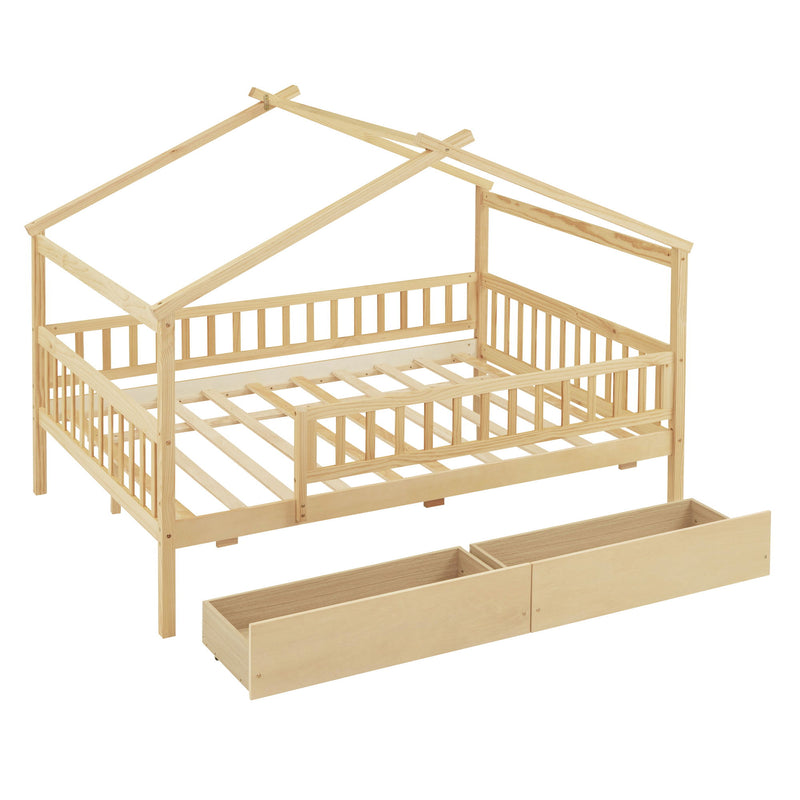 House Bed With 2 Drawers