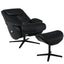 Labotina - Top Grain Leather Accent Chair With Swivel & Ottoman - Black