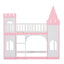 Twin Over Twin Castle Bunk Bed With Ladder - Pink