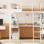 Loft Bed With 4 Layers Of Shelves And L-Shaped Desk, Stylish Metal Frame Bed With A Set Of Sockets, USB Ports And And Wireless Charging