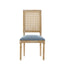 French Country Dining Chair With Rectangular Cane Backrest And Smooth Upholstered Seating