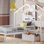 House Bed With Upholstered Sofa, Wireless Charging Station, Shelves And 2 Drawers