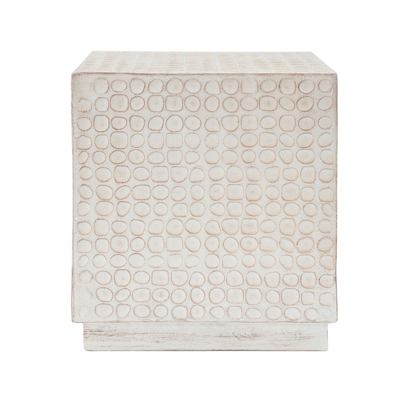Chic Modern Mgo Cube Side Table With Fluted Design - Antique Brown