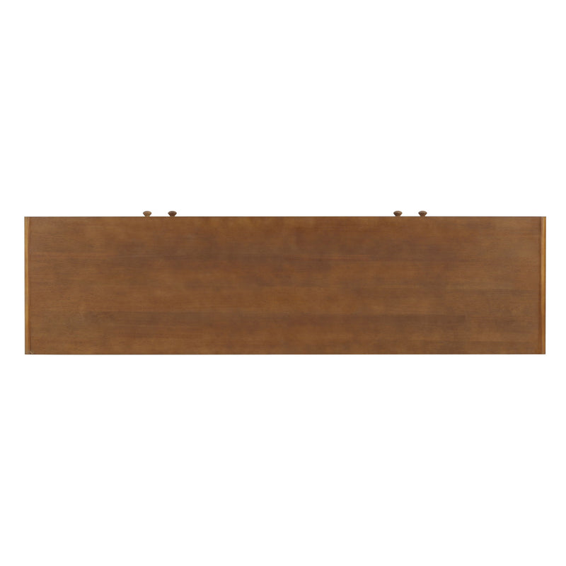 Modern Scandinavian 4 Door Sideboard Storage Cabinet With Adjustable Shelves - Brown / Gold