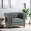 Fabric Upholstered Club Chair With Scrolled Tuxedo Arms