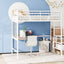 Loft Bed With Desk And Grid, Stylish Frame With Lateral Storage Ladder And Wardrobe
