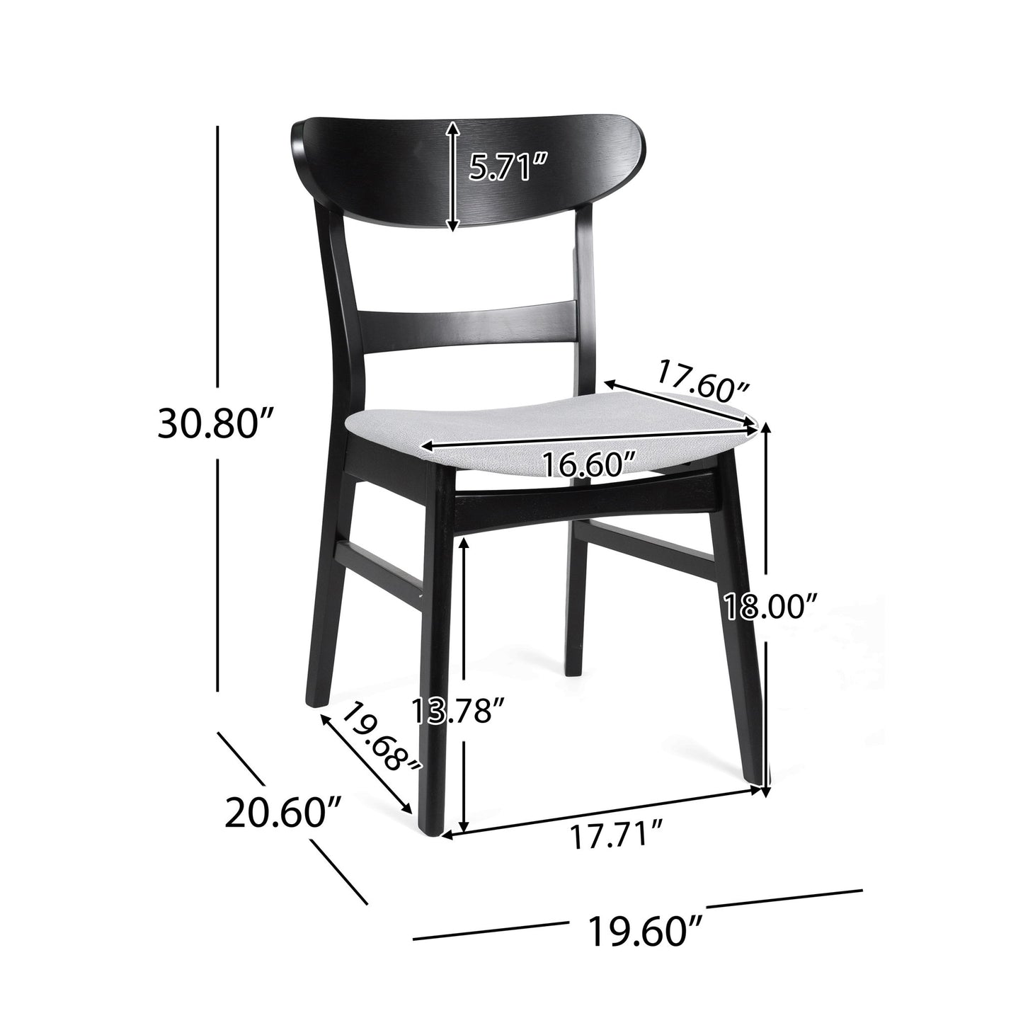 5 Piece Dining Set With 1 Table And 4 Upholstered Chairs - Black / Light Gray