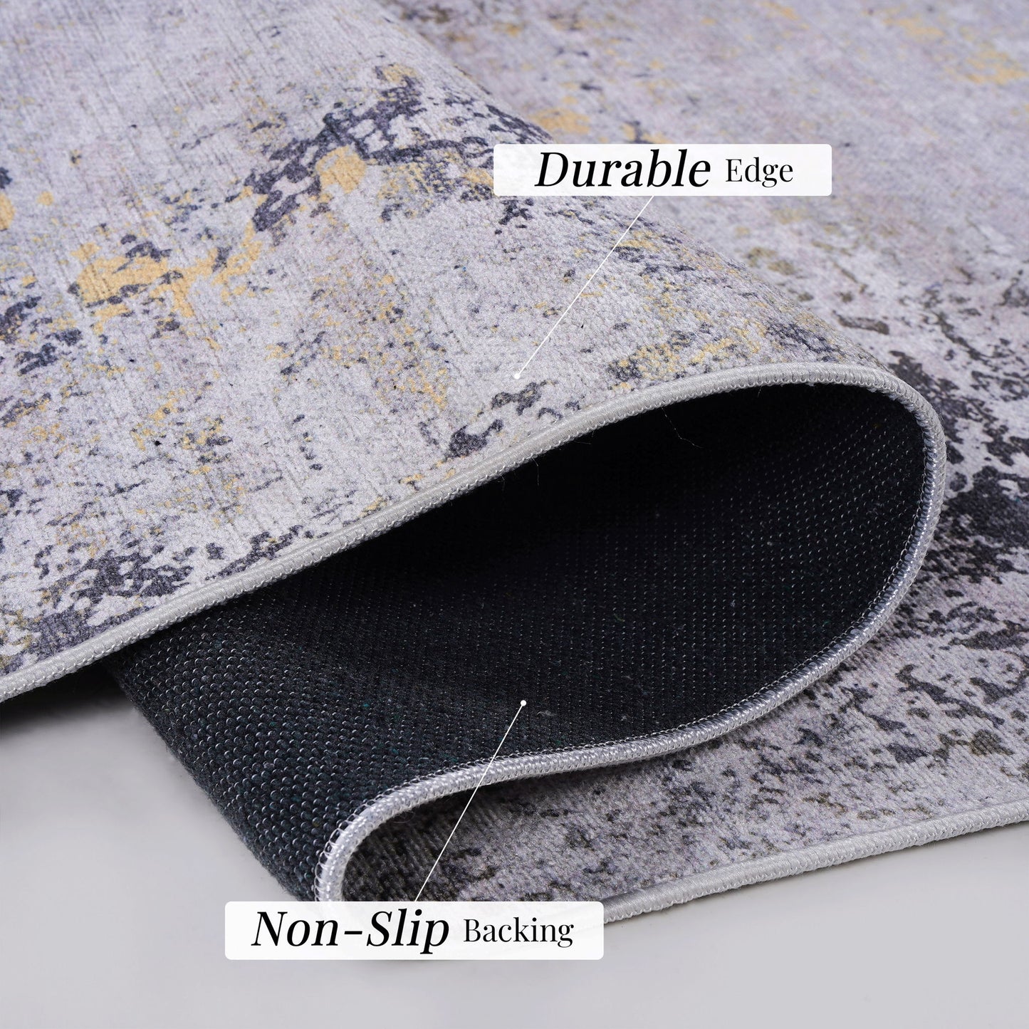 Maval - 8' X 10' Area Rug Washable - Gray / Gold