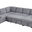 Nyhan - Upholstered Corner Sectional With Pull Out Loveseat And Storaged Chaise - Light Gray