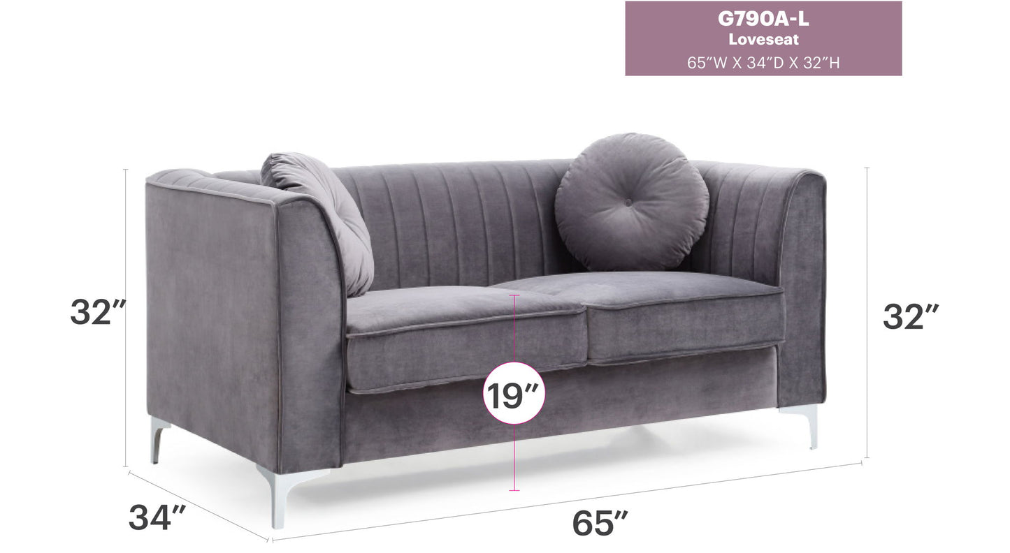 Glam Styled Micro Suede Loveseat