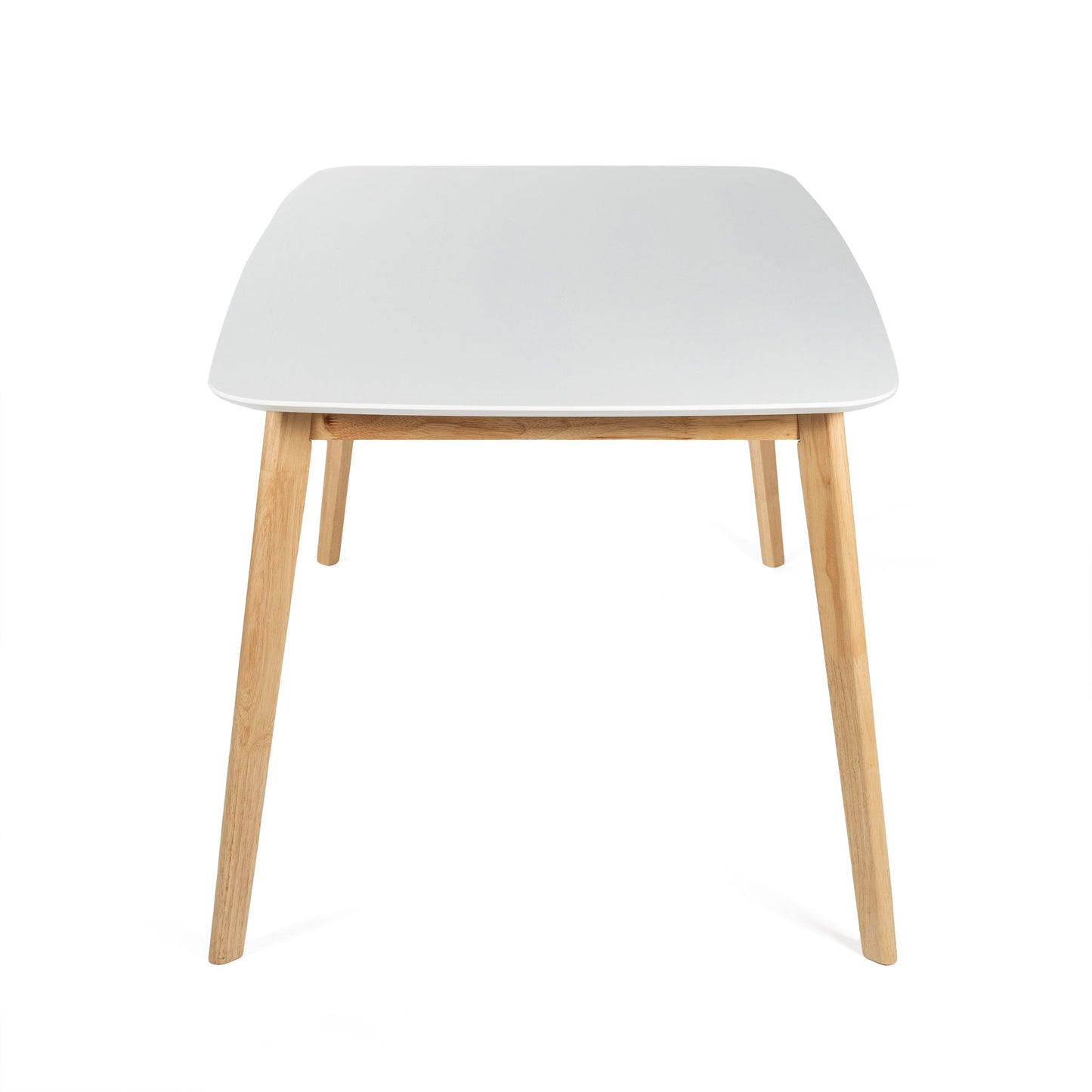 Dining Table With Splayed Rubberwood Legs & Faux Wood Tabletop, - White Oak