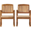 Acacia Wood Outdoor Patio Rocking Chair With Cushion (Set of 2) - Natural / Cream