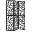 3 Panel Folding Screen With Mosaic Cutout Design - Black