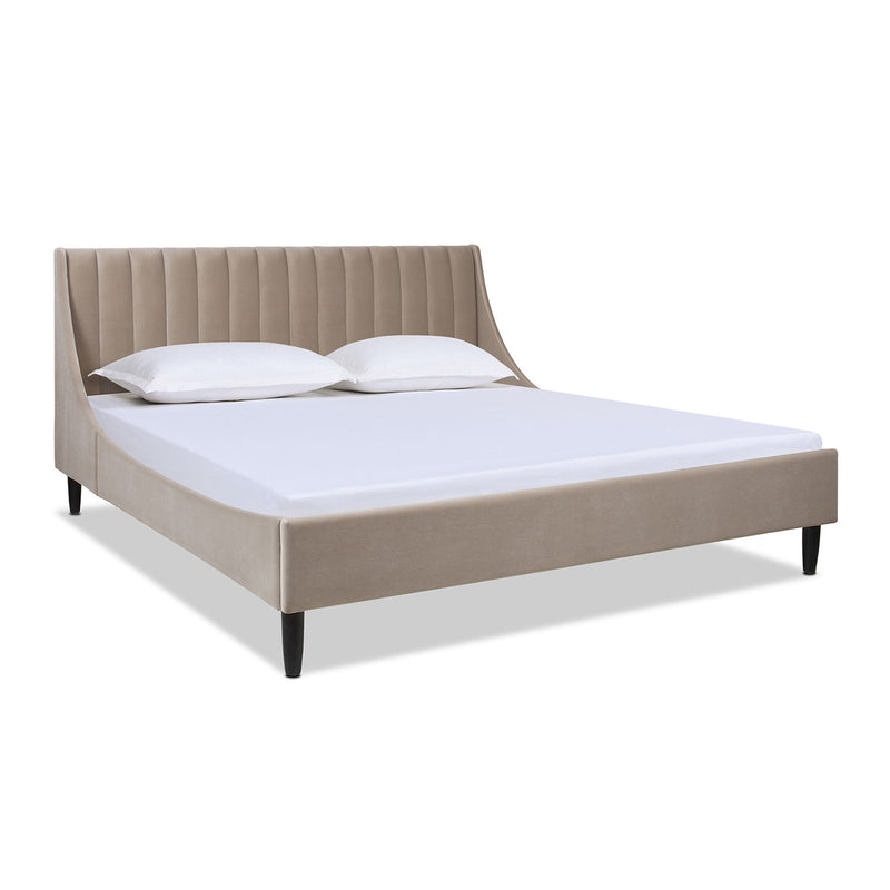 Aspen - King Vertical Tufted Headboard Platform Bed Set - Mink