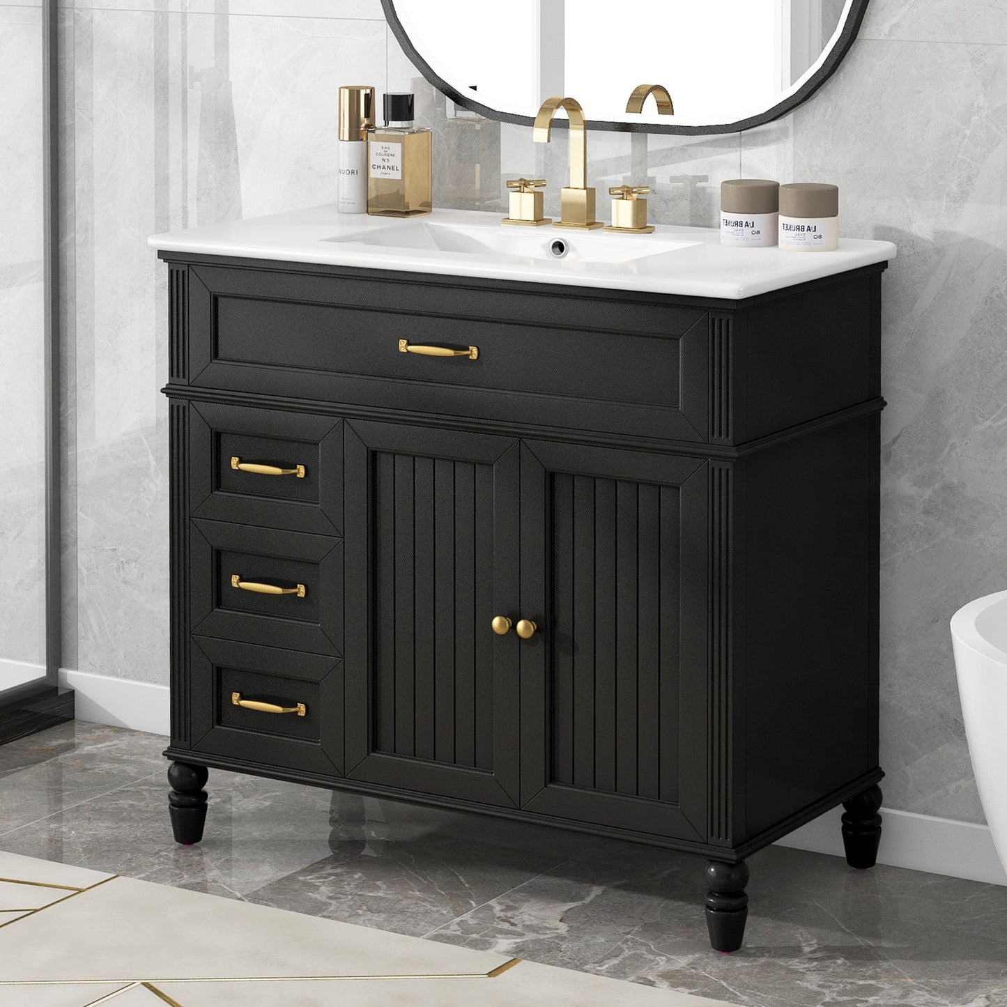 Bathroom Vanity With Sink, Freestanding Cabinet & Drawers