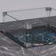 Morden Steel Fire Pit Table With Marble Tile Tabletop, Glass Wind Guard And Lid