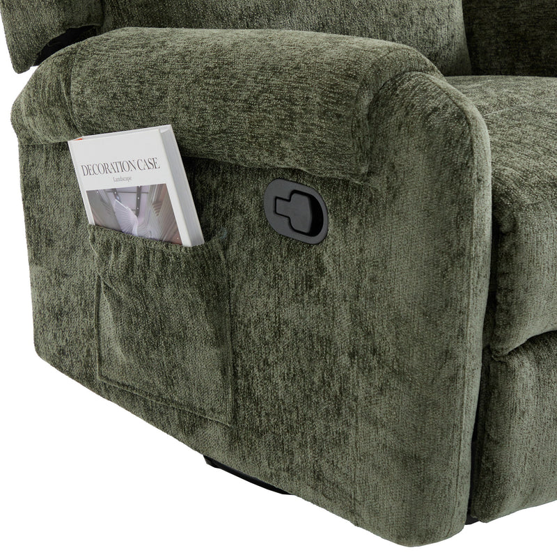 Manual Recliner Massage Chair With Swivel Rocker, 8 Massage Modes, Side Storage Pocket