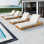 Premium Acacia Wood Lounge Chaise Set With Water Resistant Cushions, Adjustable Recline - Cream / Teak