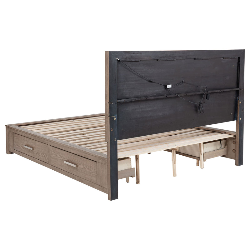 Gibbons - Cama con almacenaje y cabecero tapizado con luces LED