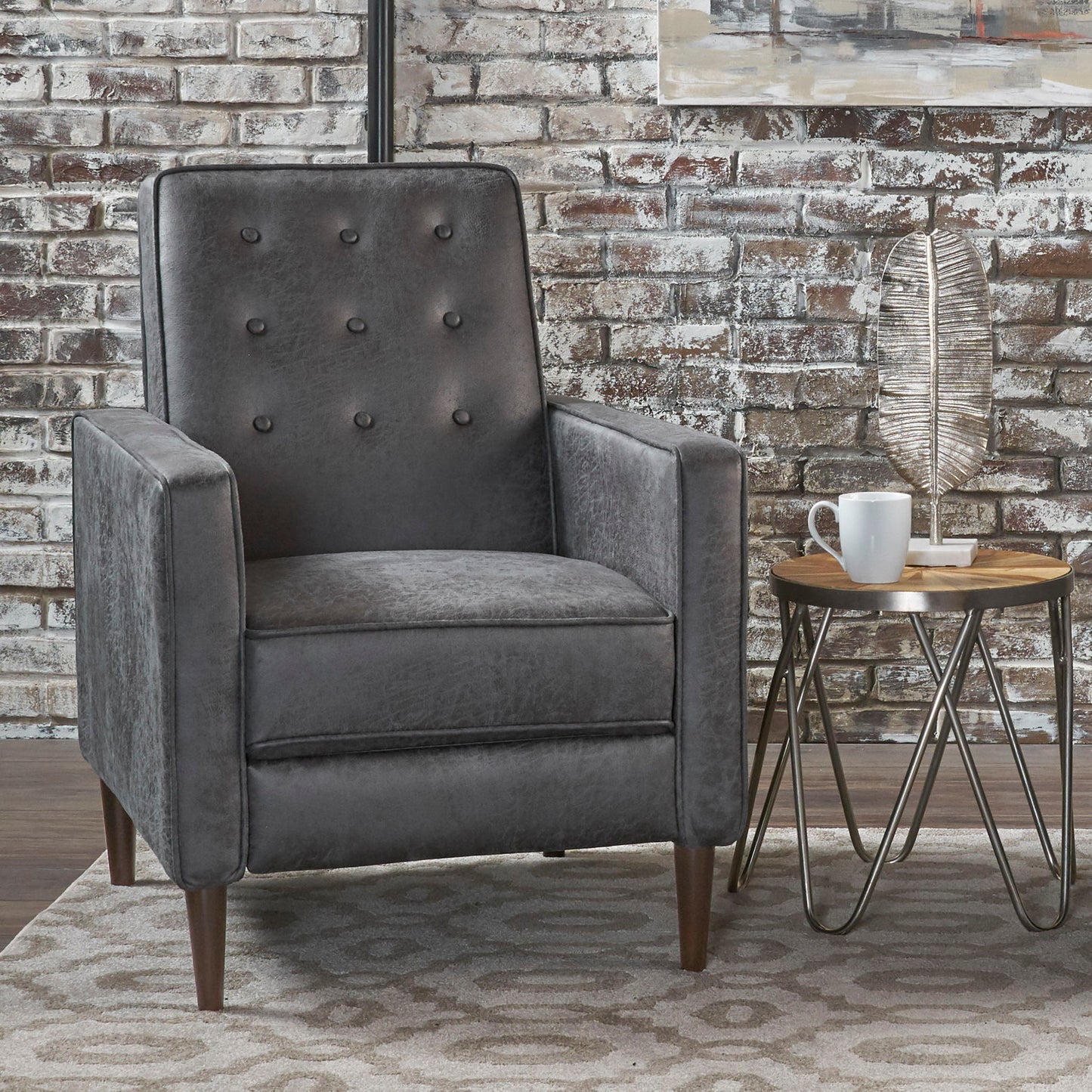 Macedonia - Button Tufted Fabric Recliner - Slate