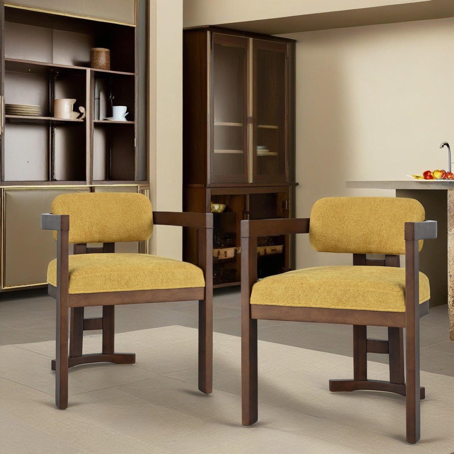 Stylish Indoor Upholstered Wood Dining Chair (Set of 2)