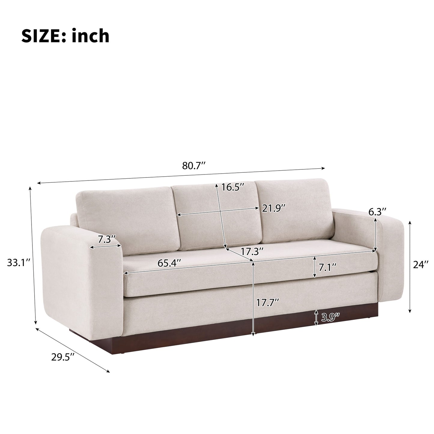 Modern 3 Seater Sofa, Living Room Couch