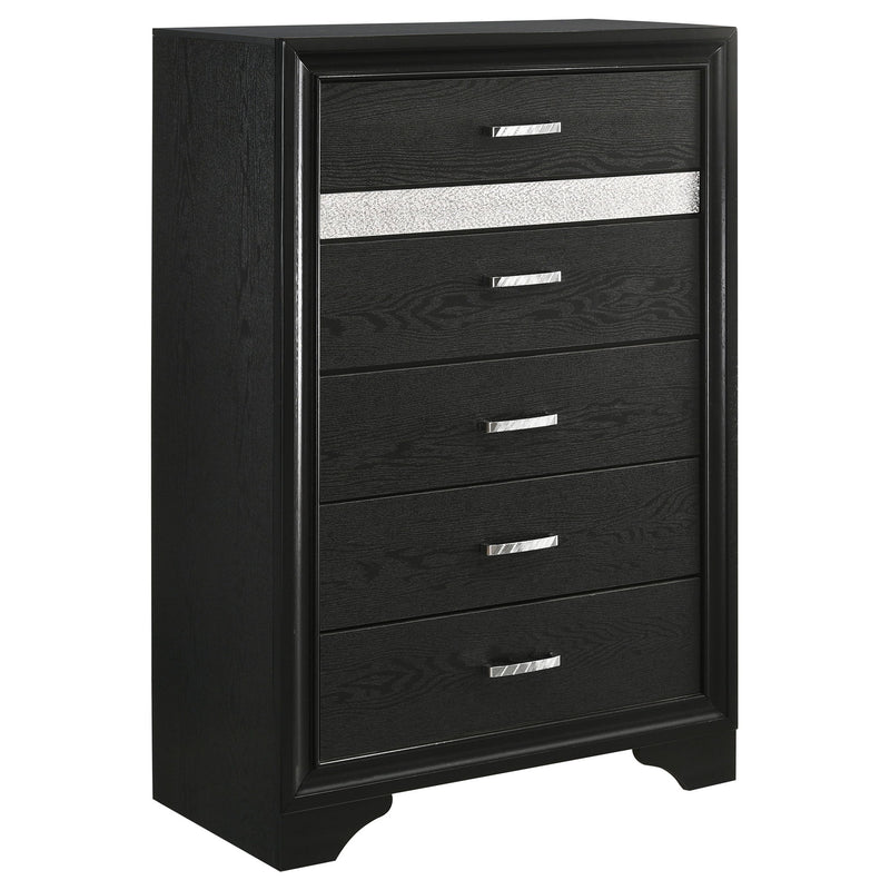 Modern Bedroom Set With Upholstered Headboard And Textured Storage