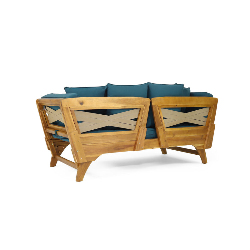 Outdoor Acacia Wood Expandable Daybed With Cushions