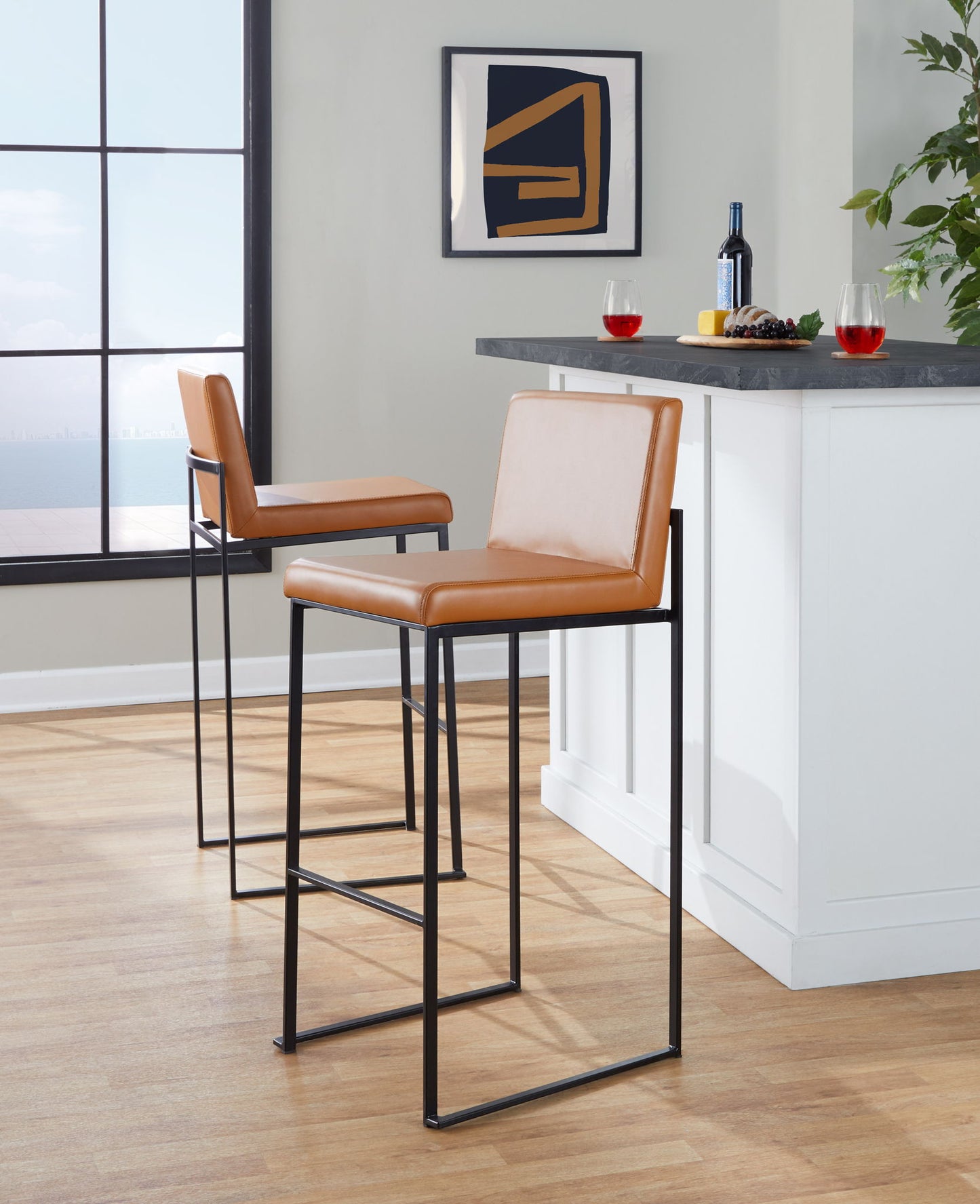 Fuji - Contemporary High Back Barstool Elegant Design