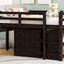 Loft Low Study Bed With Cabinet, Shelves And Rolling Portable Desk, Multiple Functions
