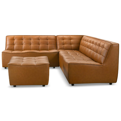 Selen - Corner Sectional Sofa With Ottoman - Cognac