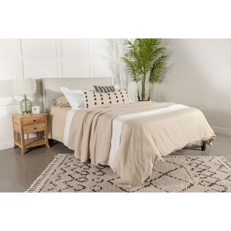 Queen / Full Size Upholstered Headboard With Flange Details - Sand
