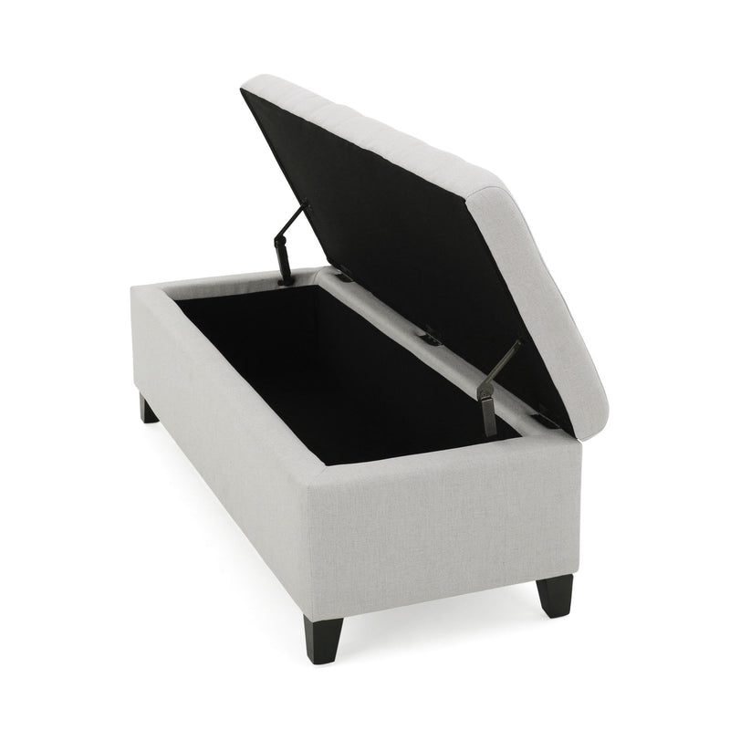 Upholstered Storage Ottoman Bench, Foot Rest For Bedroom