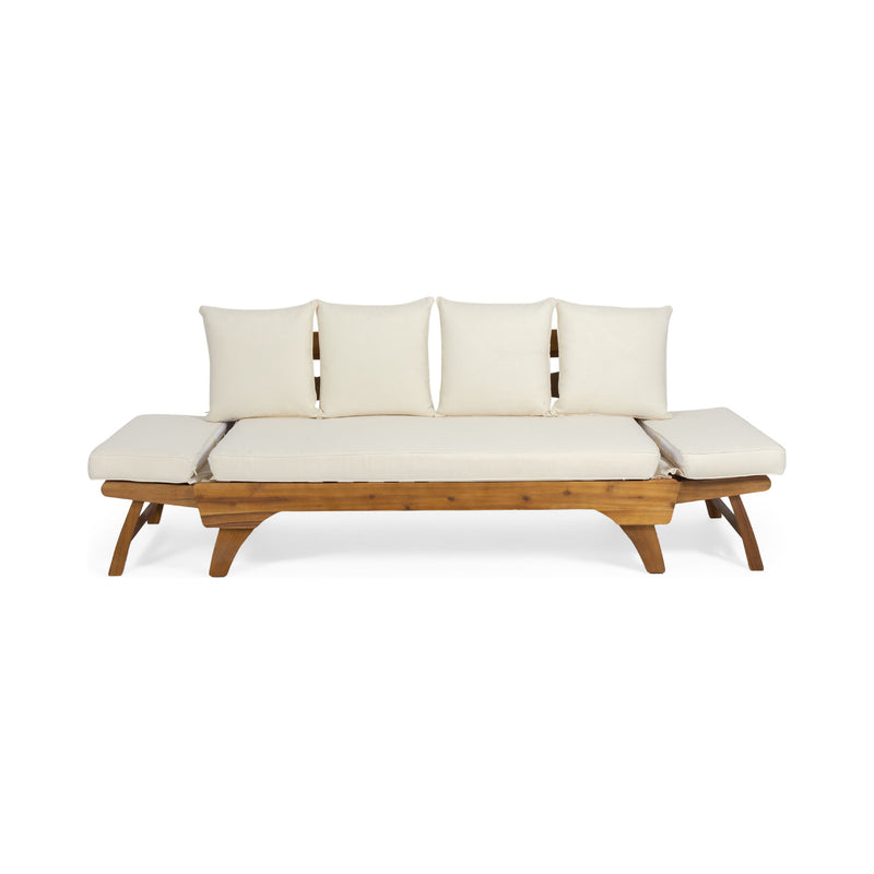 Outdoor Acacia Wood Expandable Daybed With Cushions