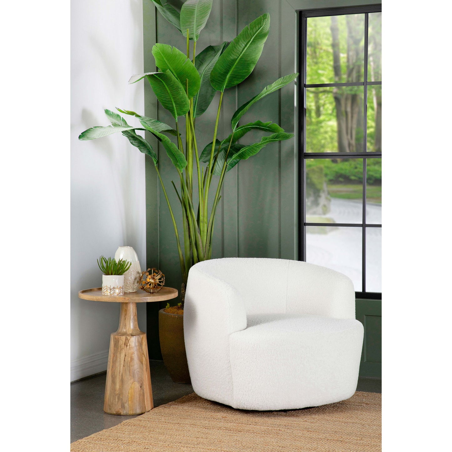 Denae - Upholstered Swivel Chair - Ivory