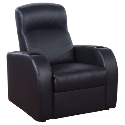 Upholstered Recliner With Cup Holder Comfort Lounge Chair - Black