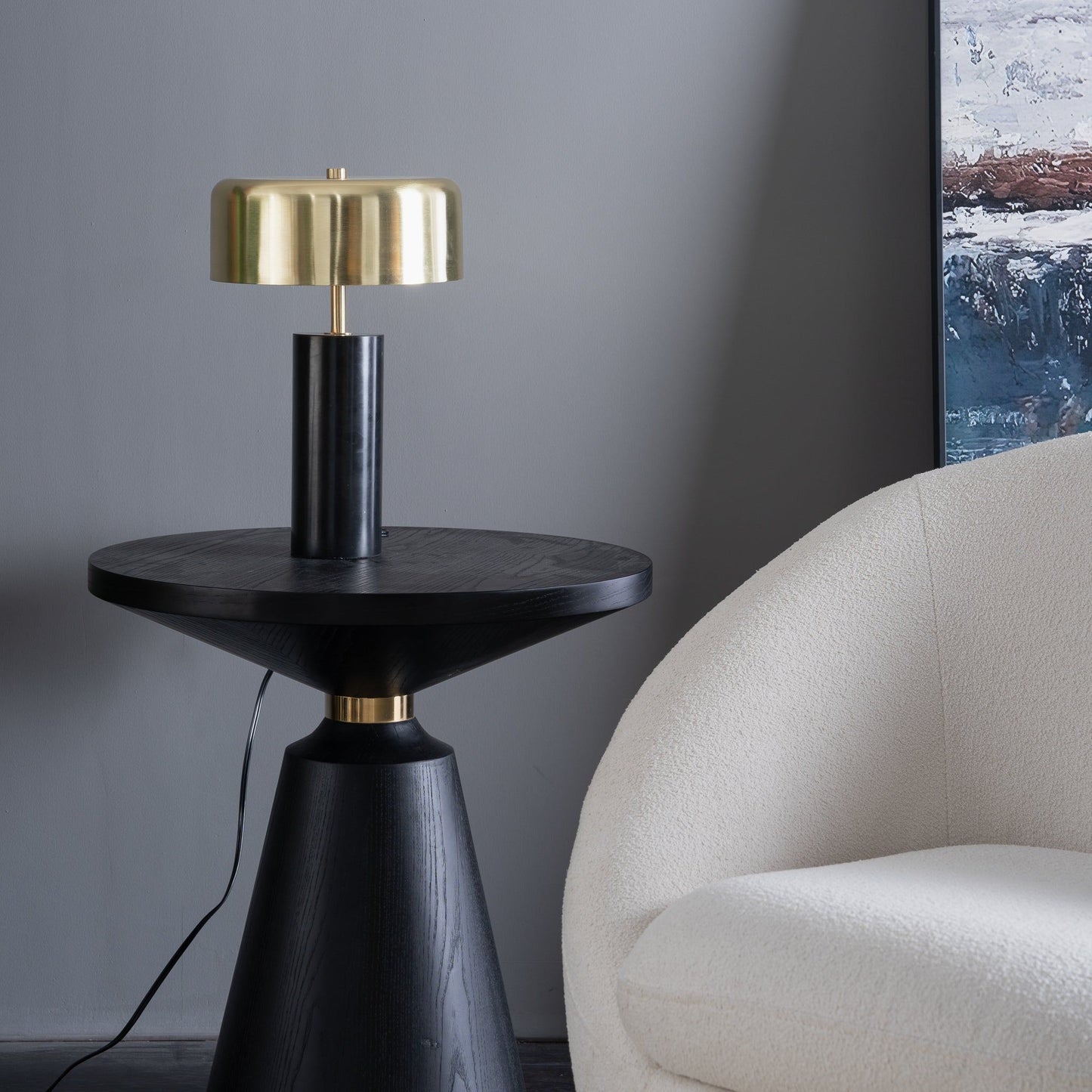 Desk Lamp With Drum Shade - Black